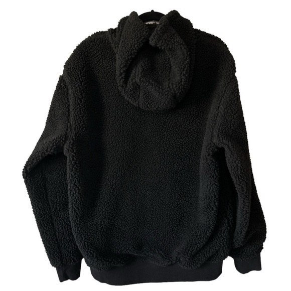 VANS Tailwater Black Sherpa Hoodie Mens Large Street Style Full Zip Front Pocket - Picture 2 of 7